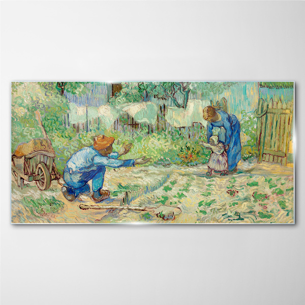 Family moments in the garden Glass Print
