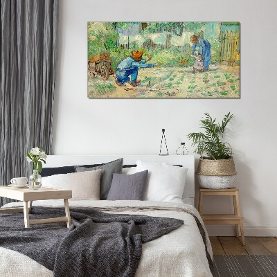Family moments in the garden Glass Print