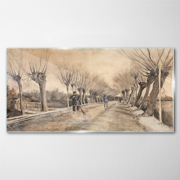 Winter landscape with trees Glass Print