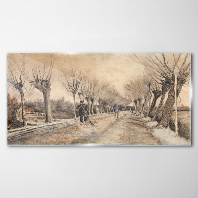 Winter landscape with trees Glass Print