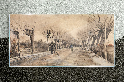 Winter landscape with trees Glass Print