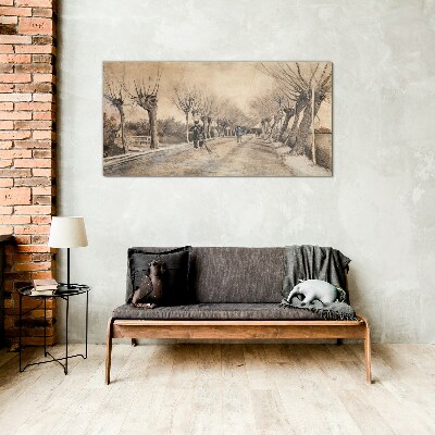 Winter landscape with trees Glass Print