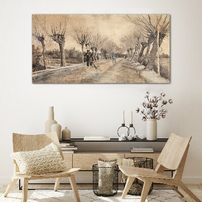 Winter landscape with trees Glass Print