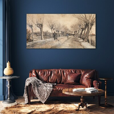 Winter landscape with trees Glass Print