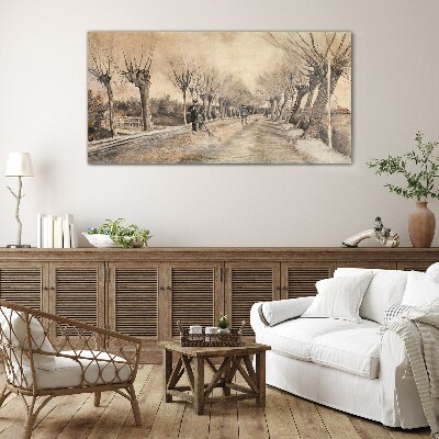 Winter landscape with trees Glass Print