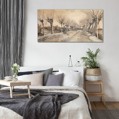 Winter landscape with trees Glass Print