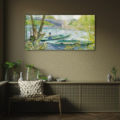 A peaceful landscape by the water Glass Print
