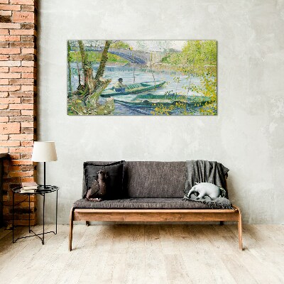 A peaceful landscape by the water Glass Print