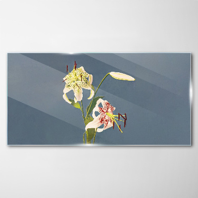 Flowers on a blue background Glass Print