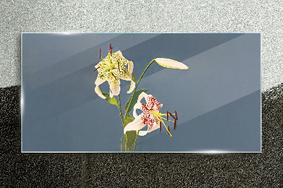 Flowers on a blue background Glass Print