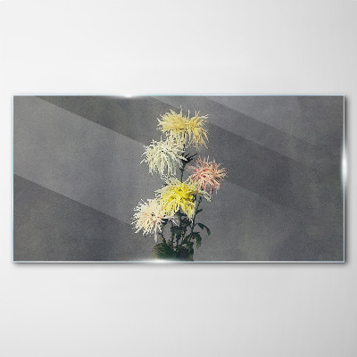 Flowers on a gray background Glass Print