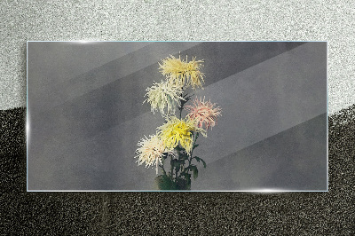 Flowers on a gray background Glass Print