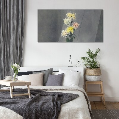 Flowers on a gray background Glass Print