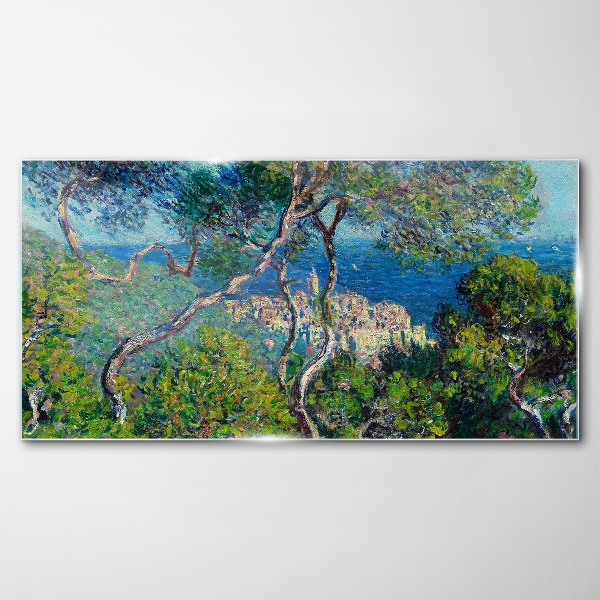 Mediterranean landscape with trees Glass Print