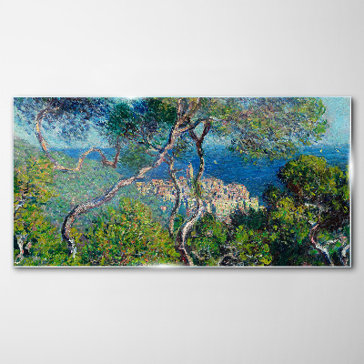 Mediterranean landscape with trees Glass Print