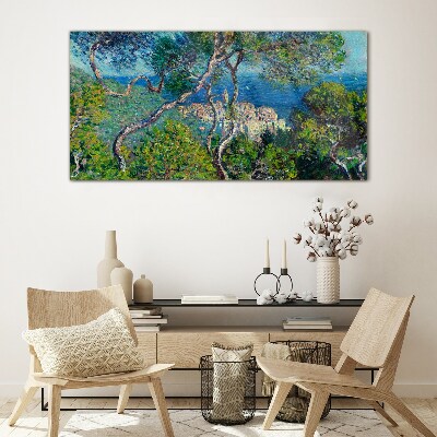Mediterranean landscape with trees Glass Print