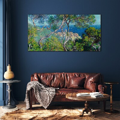 Mediterranean landscape with trees Glass Print