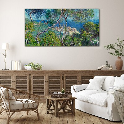 Mediterranean landscape with trees Glass Print