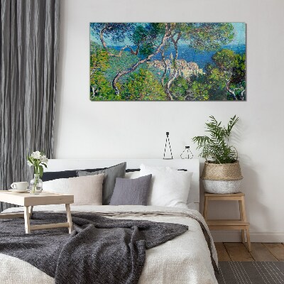 Mediterranean landscape with trees Glass Print
