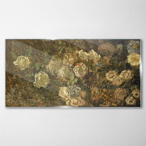 Floral landscape in earthy tones Glass Print