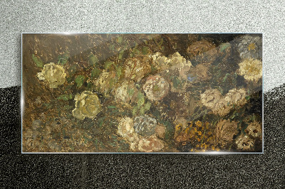 Floral landscape in earthy tones Glass Print