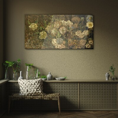 Floral landscape in earthy tones Glass Print