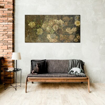 Floral landscape in earthy tones Glass Print