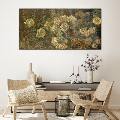 Floral landscape in earthy tones Glass Print