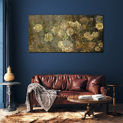 Floral landscape in earthy tones Glass Print
