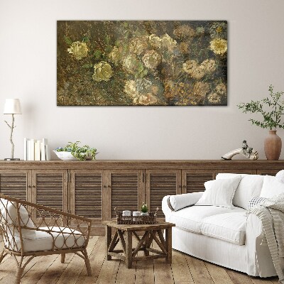 Floral landscape in earthy tones Glass Print