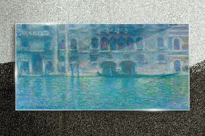 Venice Lagoon in Shades of Blue Glass Print