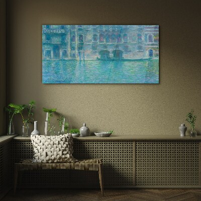 Venice Lagoon in Shades of Blue Glass Print