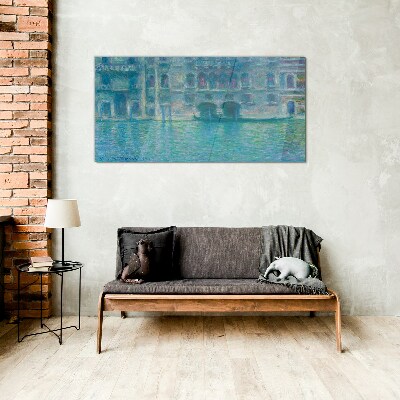 Venice Lagoon in Shades of Blue Glass Print