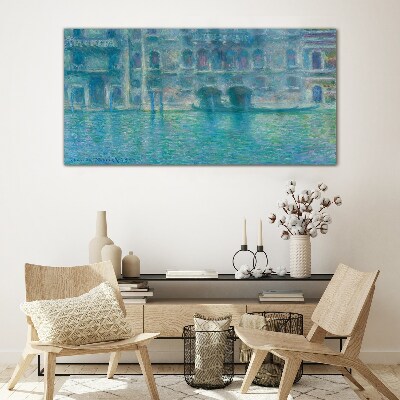 Venice Lagoon in Shades of Blue Glass Print