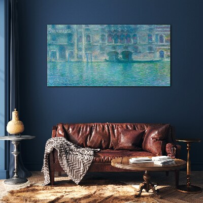 Venice Lagoon in Shades of Blue Glass Print