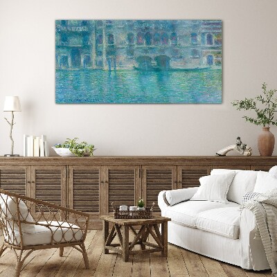 Venice Lagoon in Shades of Blue Glass Print
