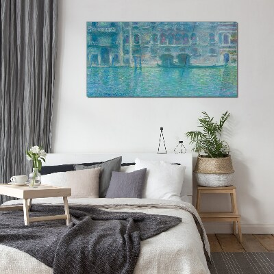 Venice Lagoon in Shades of Blue Glass Print