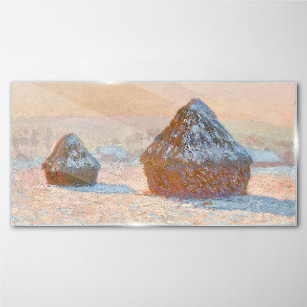 Winter landscape with snowdrifts Glass Print