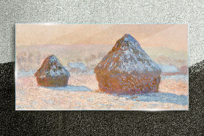 Winter landscape with snowdrifts Glass Print