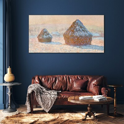 Winter landscape with snowdrifts Glass Print