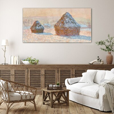 Winter landscape with snowdrifts Glass Print