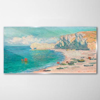 Beach in the Normandy sun Glass Print