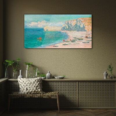 Beach in the Normandy sun Glass Print