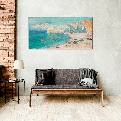 Beach in the Normandy sun Glass Print