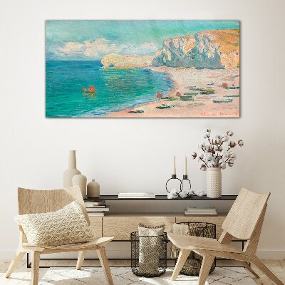 Beach in the Normandy sun Glass Print
