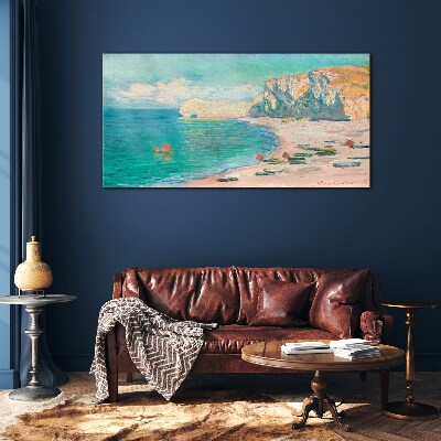 Beach in the Normandy sun Glass Print