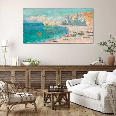 Beach in the Normandy sun Glass Print