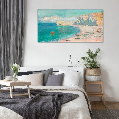 Beach in the Normandy sun Glass Print