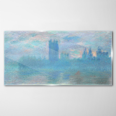 Foggy London in the morning Glass Print