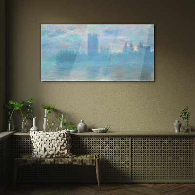 Foggy London in the morning Glass Print